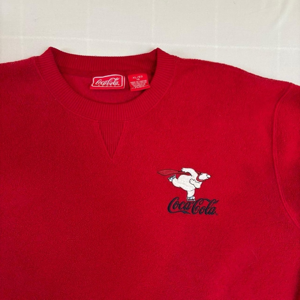 Coca-Cola‎ Skating Polarbear Fleece Sweatshirt Vintage 90s Size XL - Picture 6 of 7